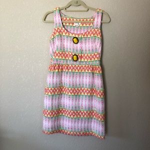 Milly embroidered neon tank dress